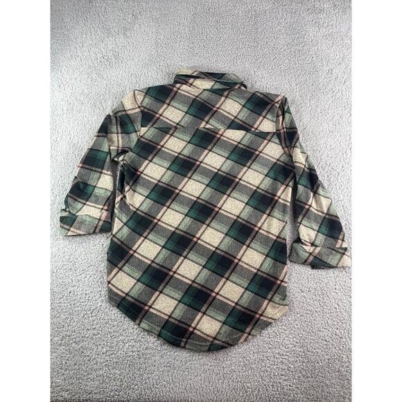 Roommates Shirt Womens Medium Green Plaid Button Up Long Sleeve Stretch Business - Picture 4 of 10